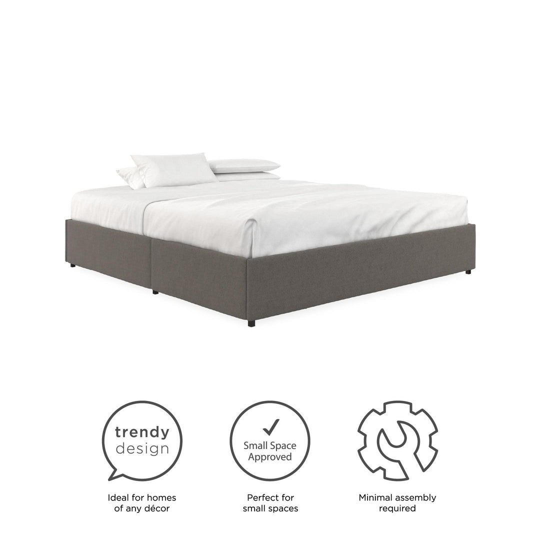 Maven Platform Bed with 2 Storage Drawers - Grey Linen - King