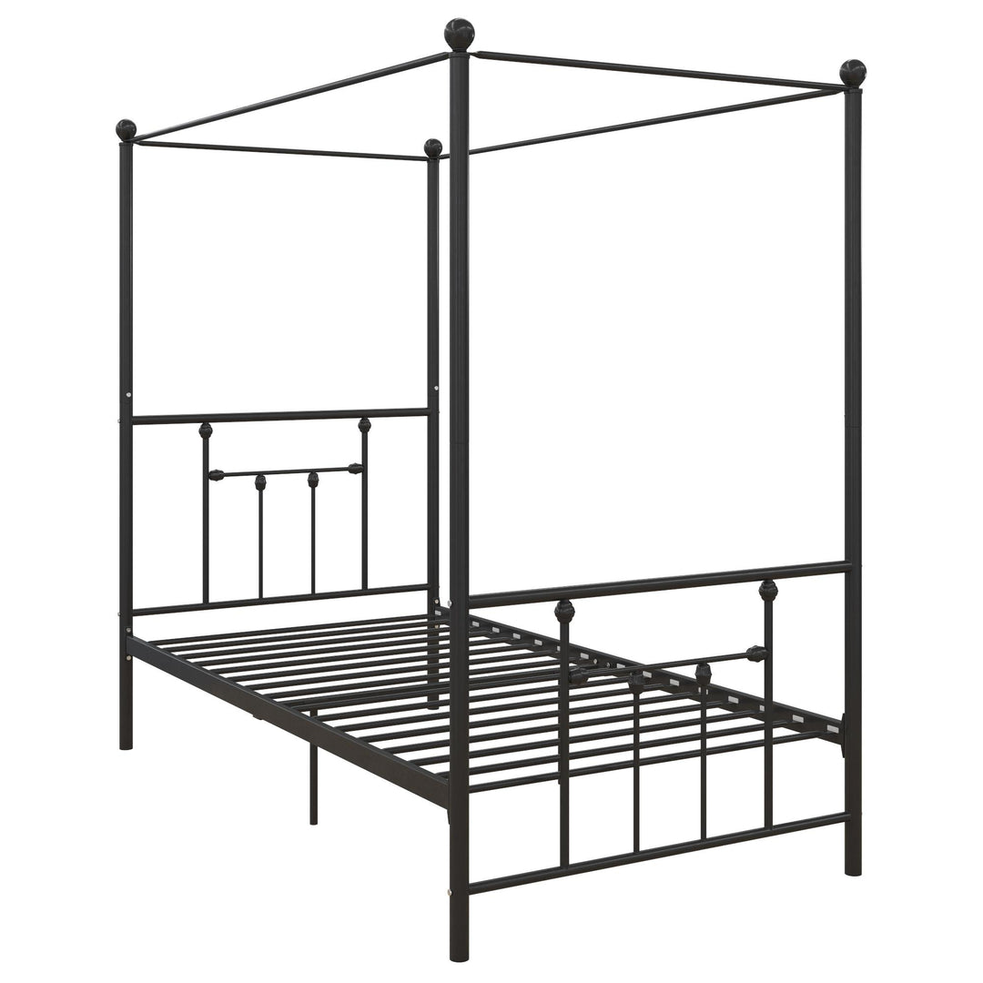 Manila Metal Canopy Bed with Slats  -  Black  -  Twin