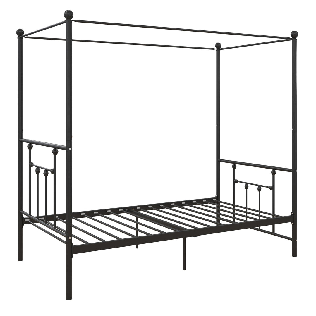 Stylish Manila Canopy Bed with Metal Frame -  Black  -  Twin