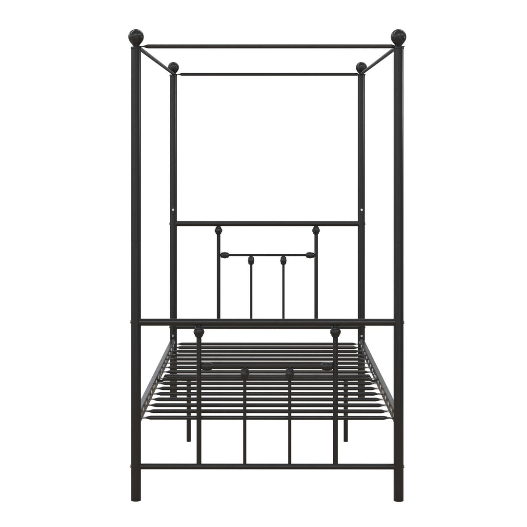 Durable Manila Metal Canopy Bed with Slats -  Black  -  Queen