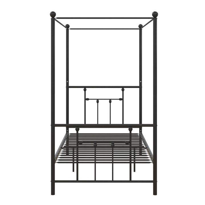 Durable Manila Metal Canopy Bed with Slats -  Black  -  Queen