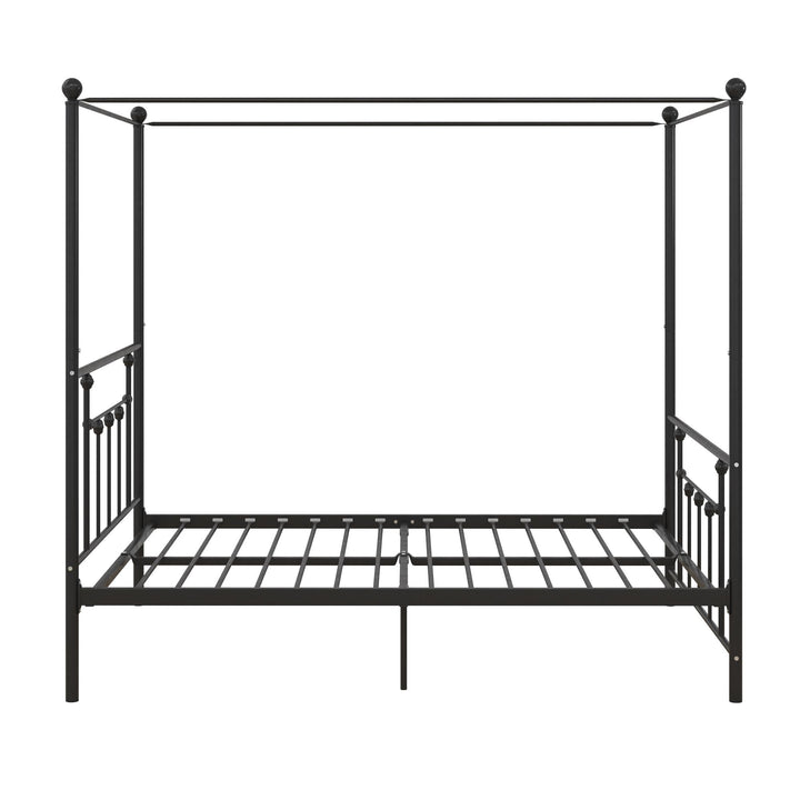 Manila Canopy Bed with Slats for Comfort -  Black  -  Queen