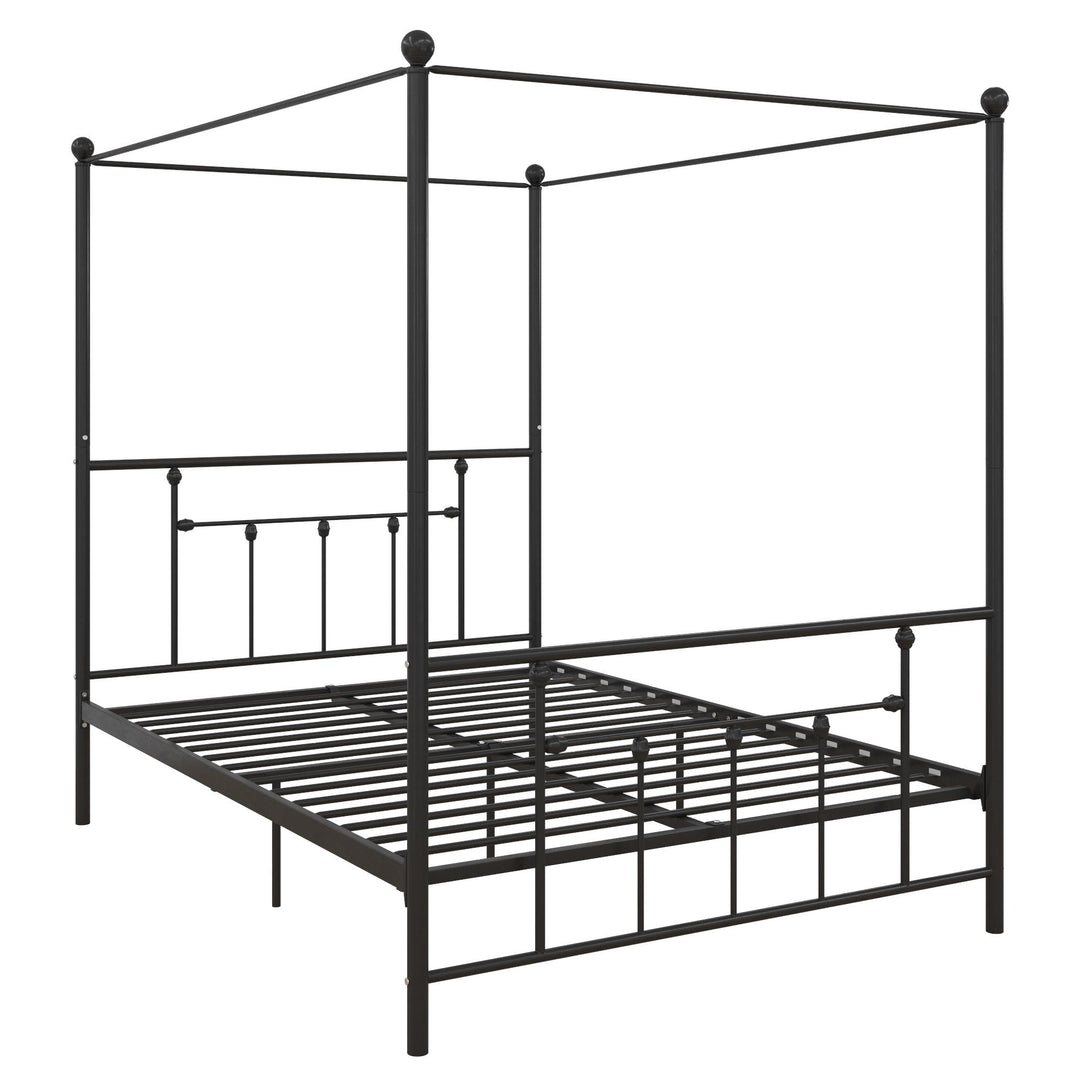 Manila Metal Canopy Bed with Slats  -  Black  -  Queen