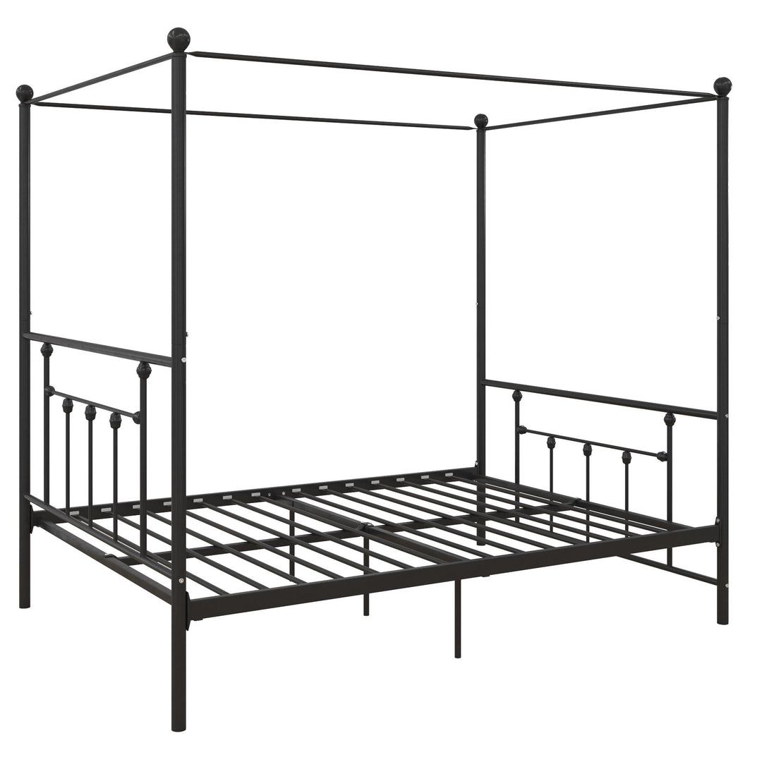 Stylish Manila Canopy Bed with Metal Frame -  Black  -  Queen
