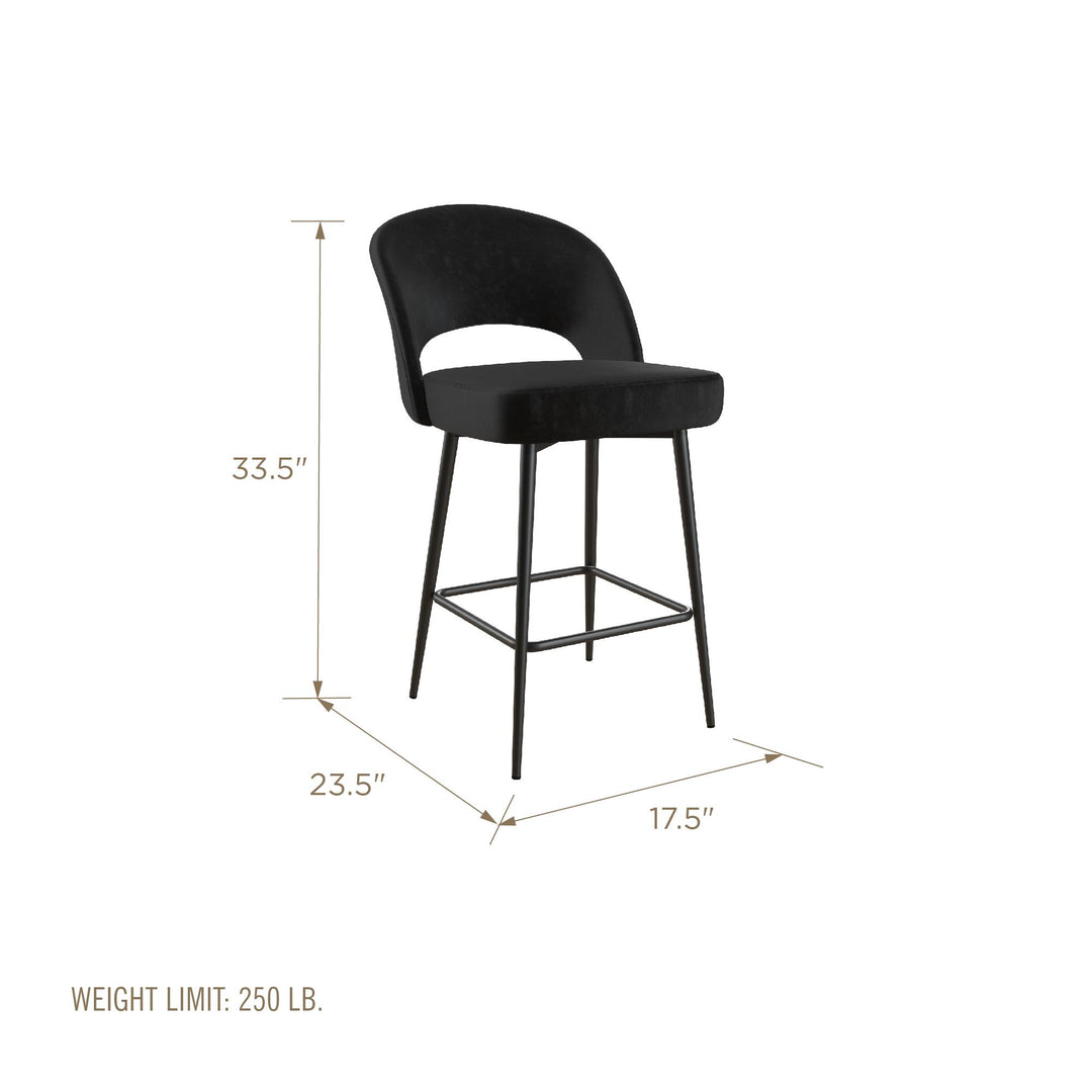 Best Alexi upholstered counter stool -  Black