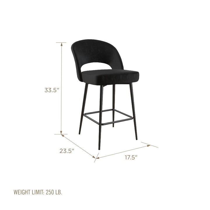 Best Alexi upholstered counter stool -  Black