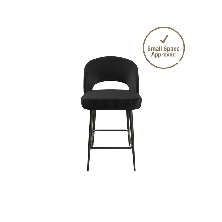 Stylish upholstered kitchen counter stool -  Black