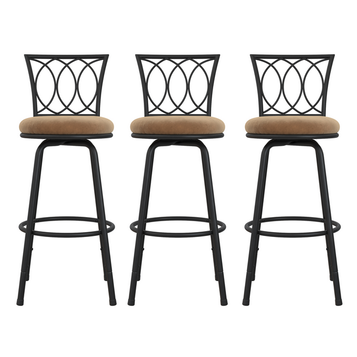 Upholstered Swivel Barstool with Height Adjustments -  Tan