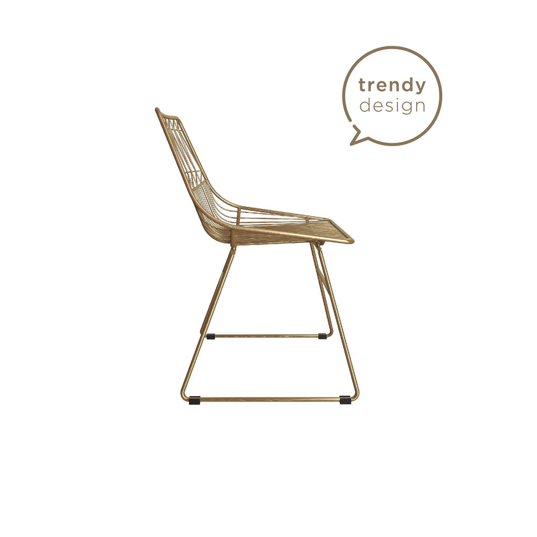 Contemporary wire chair for dining -  Gold