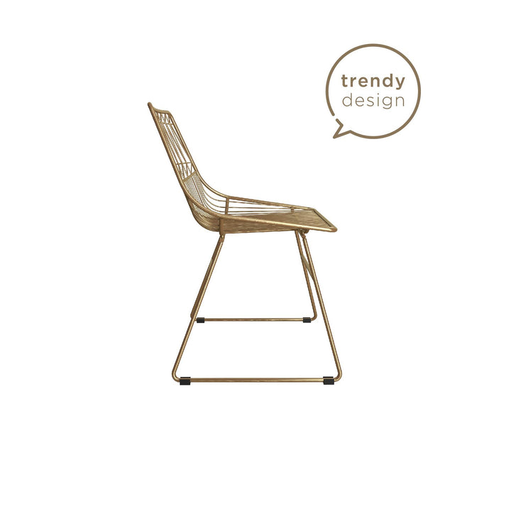 Contemporary wire chair for dining -  Gold