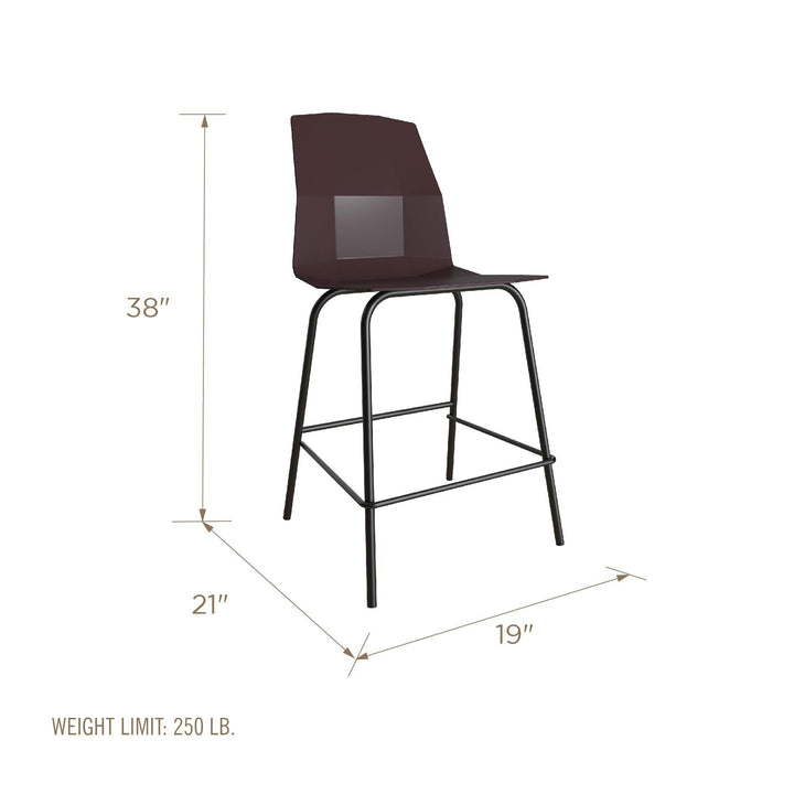 Counter-height molded stool Riley -  Burgundy