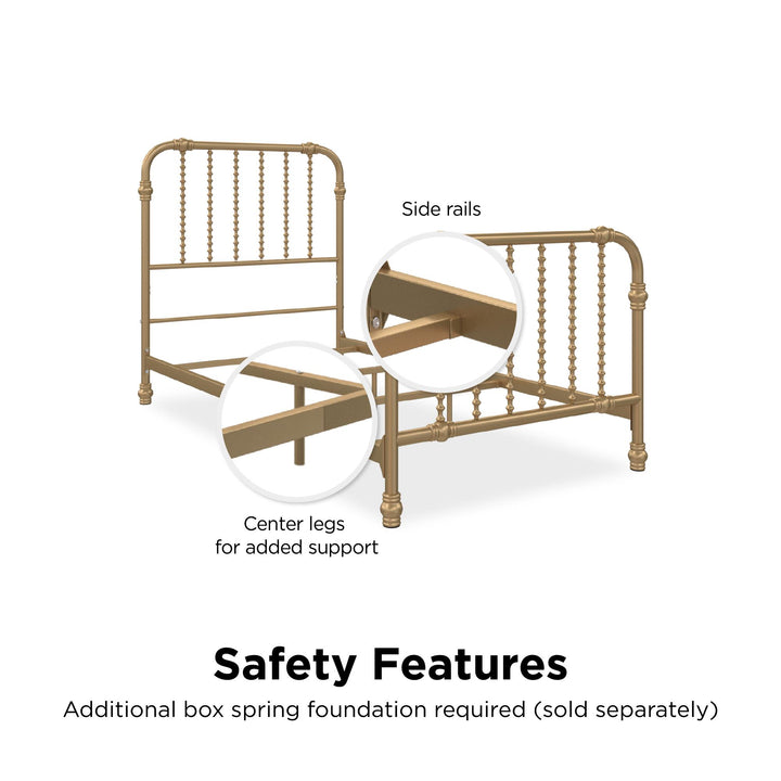 Monarch Hill Wren Metal Bed with Curved Scrollwork Design - Gold - Twin