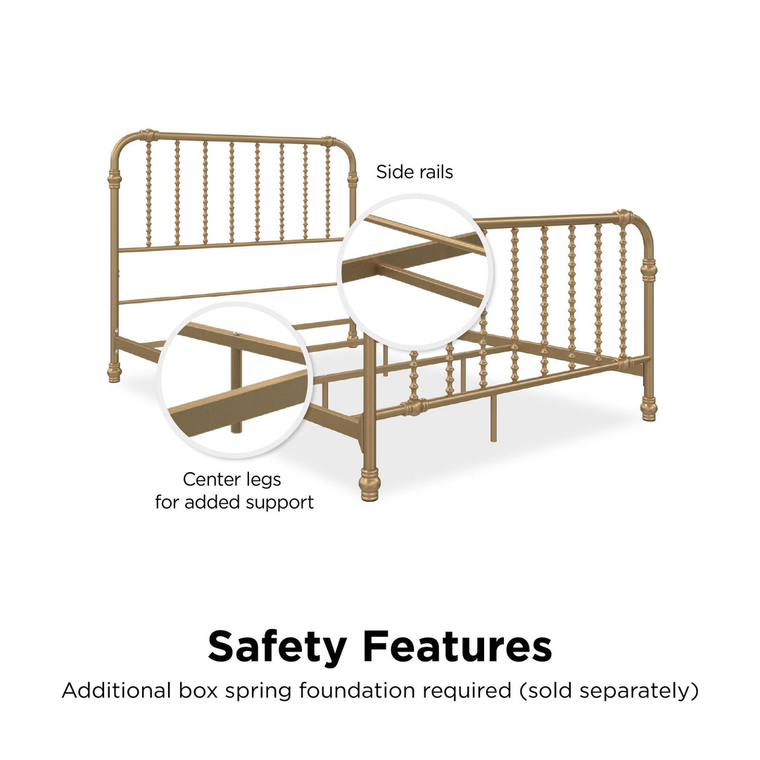 Monarch Hill Wren Metal Bed with Curved Scrollwork Design - Gold - Full