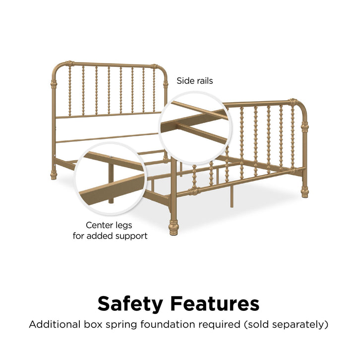 Monarch Hill Wren Metal Bed with Curved Scrollwork Design - Gold - Full