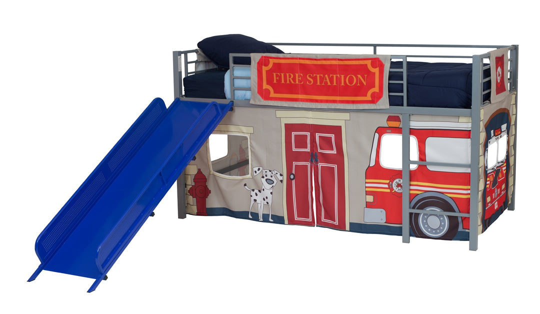 Fire department curtain set for children's bed -  Blue