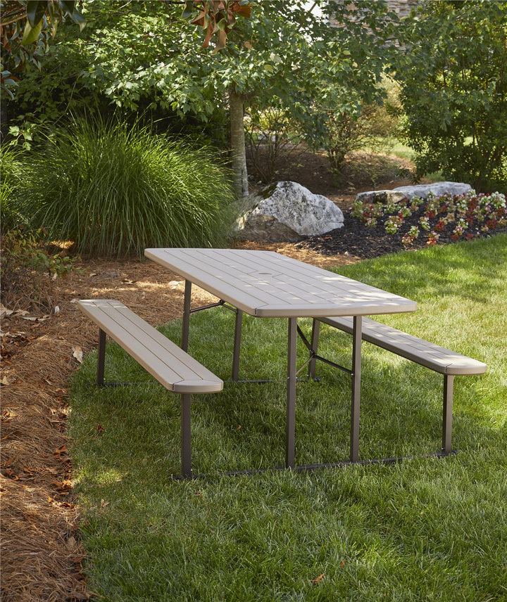 outdoor folding picnic table - Taupe