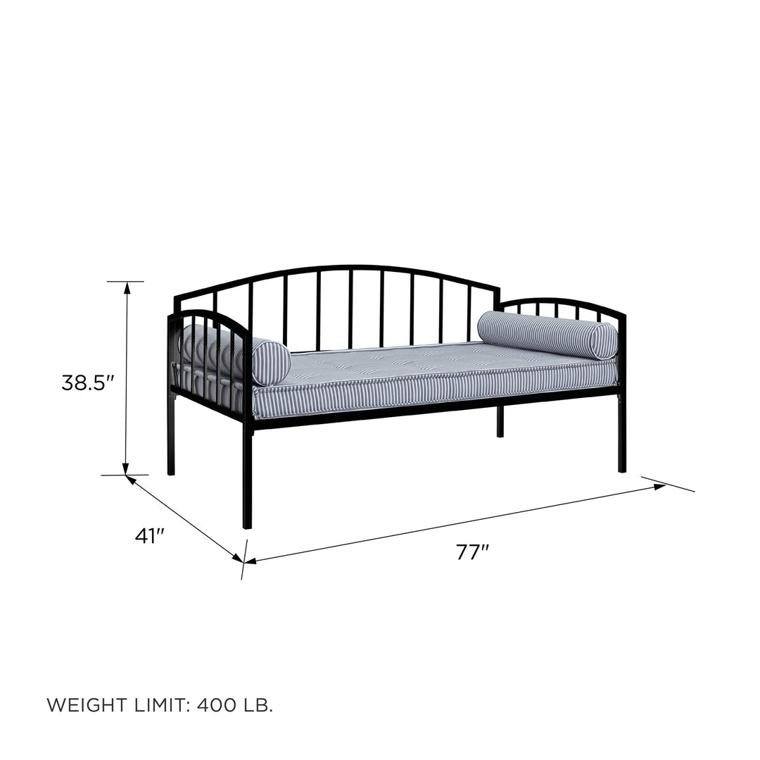 Ava Metal Contemporary Curve Design Twin Daybed - Black - Twin