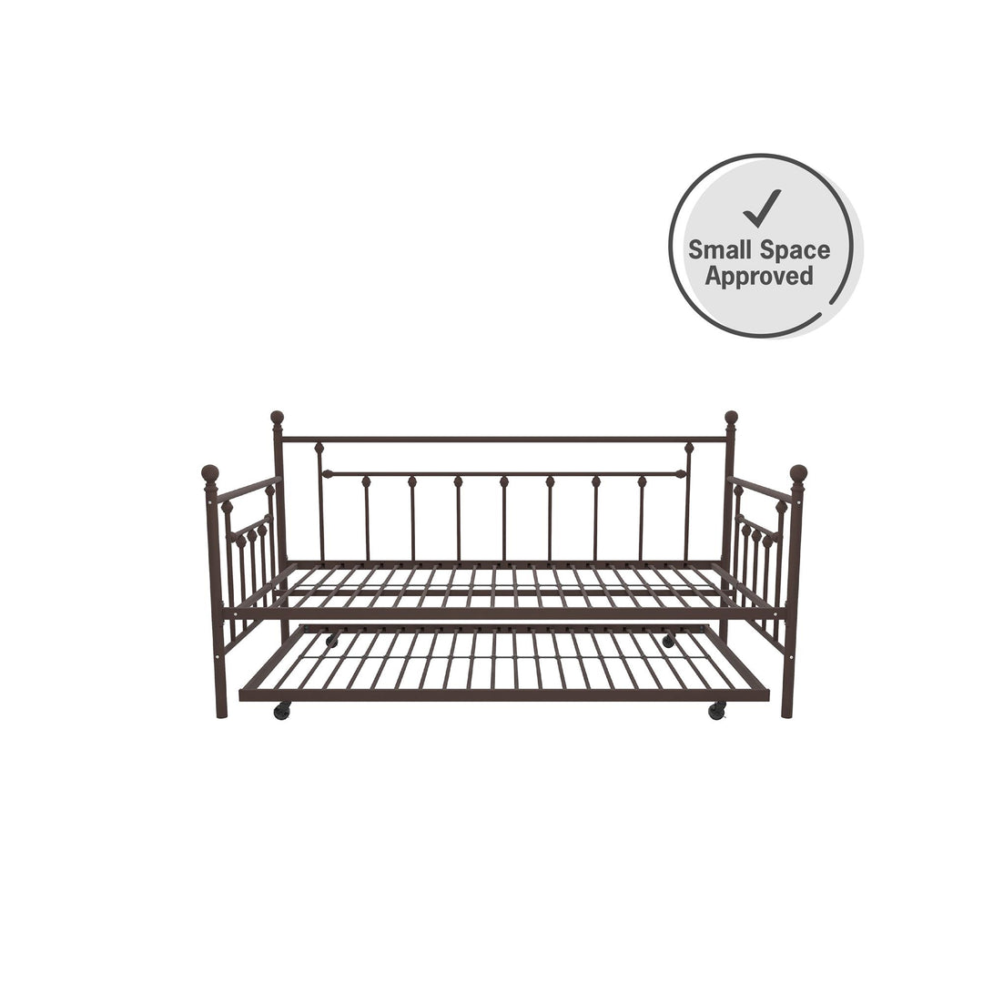 Manila Metal Daybed and Trundle Set with Sturdy Metal Frame and Slats - Bronze - Twin