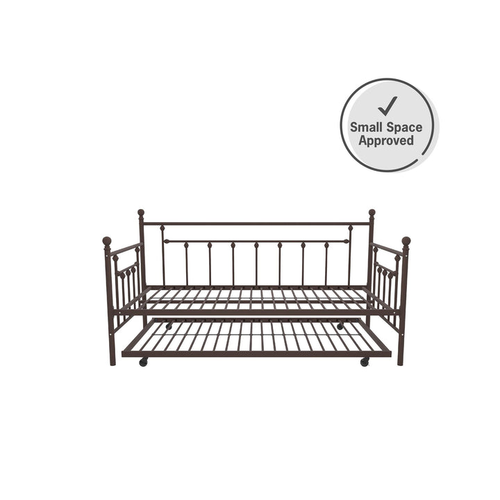 Manila Metal Daybed and Trundle Set with Sturdy Metal Frame and Slats - Bronze - Twin