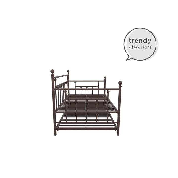 Manila Metal Daybed and Trundle Set with Sturdy Metal Frame and Slats - Bronze - Twin