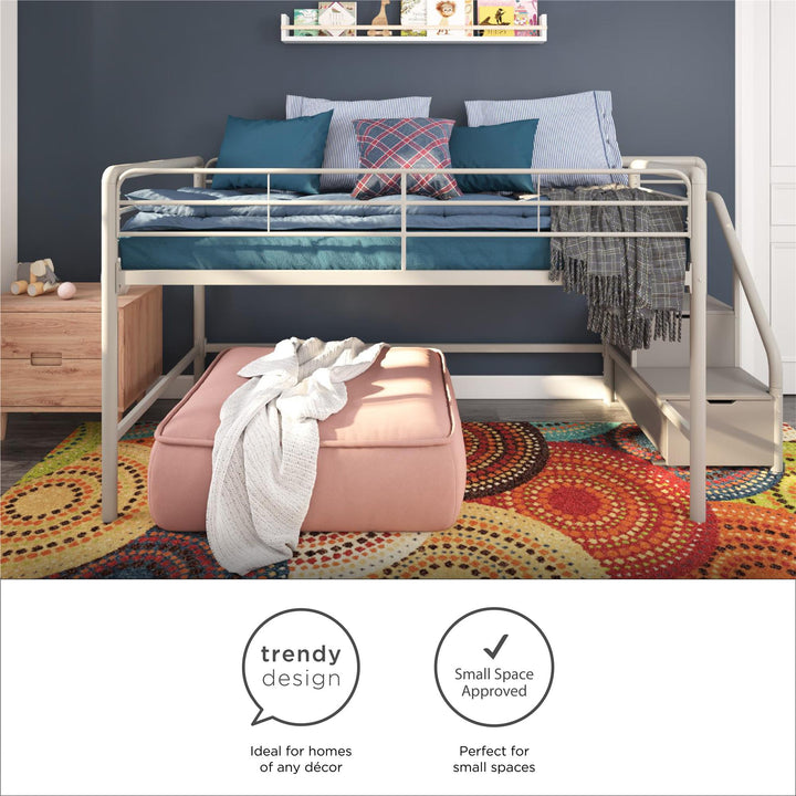Best Sol Junior Low-Height Loft Bed -  Silver / grey  -  Twin