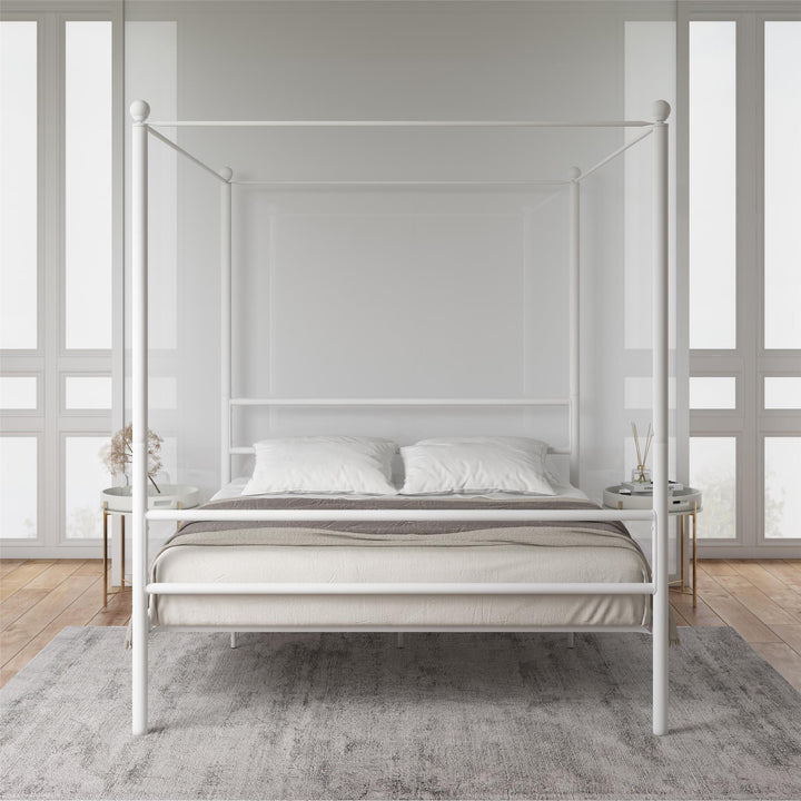 Sturdy metal bed - White - Queen