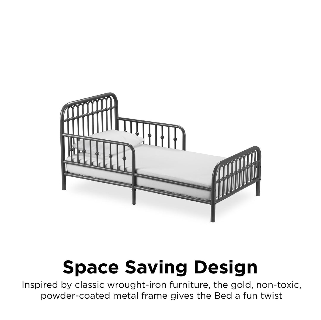 Classic Wrought-Iron Look Toddler Bed -  Graphite Grey