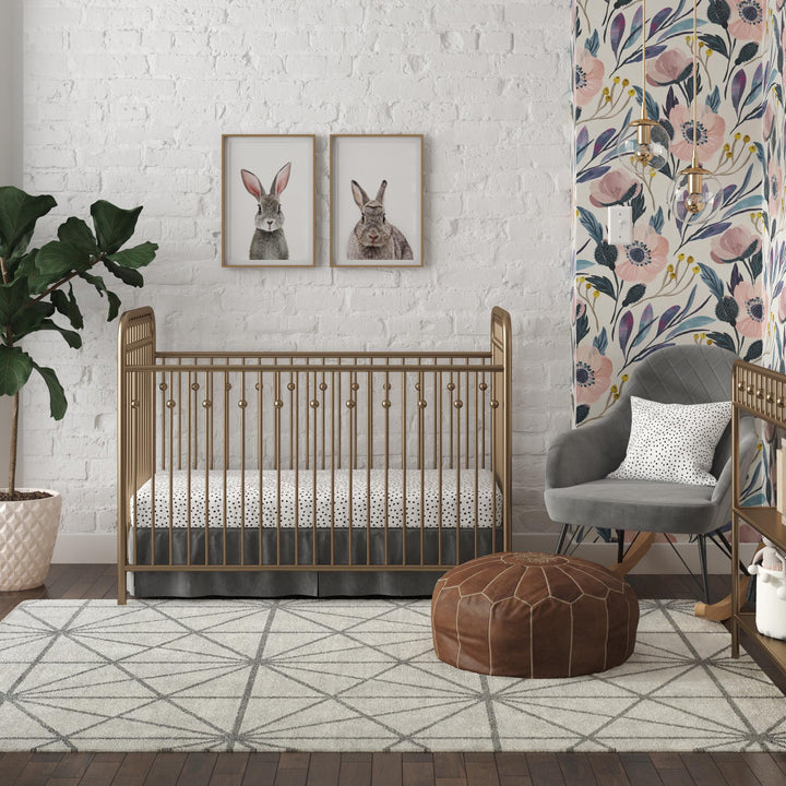 Metal Crib Adjusts to 3 Heights -  Gold
