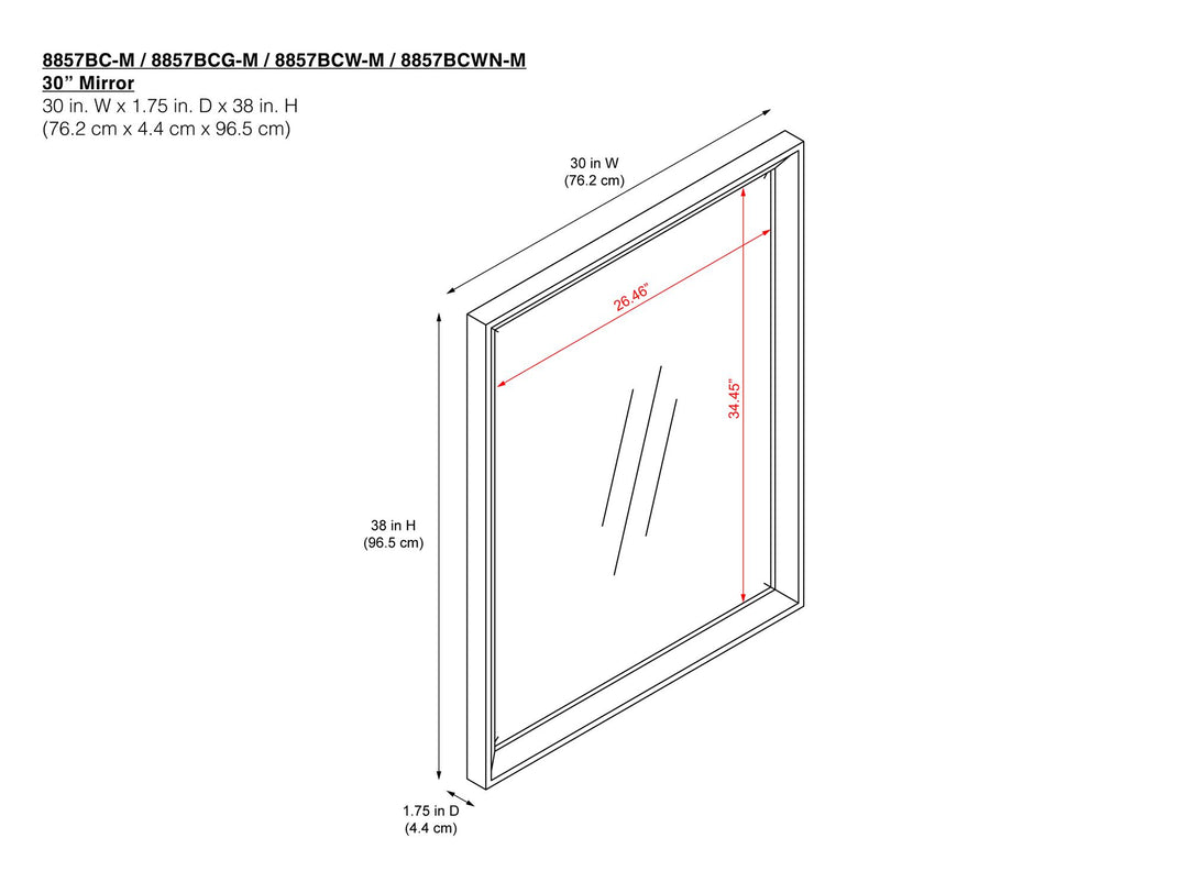 Tribecca 30 Inch Bathroom Mirror - White - 30"