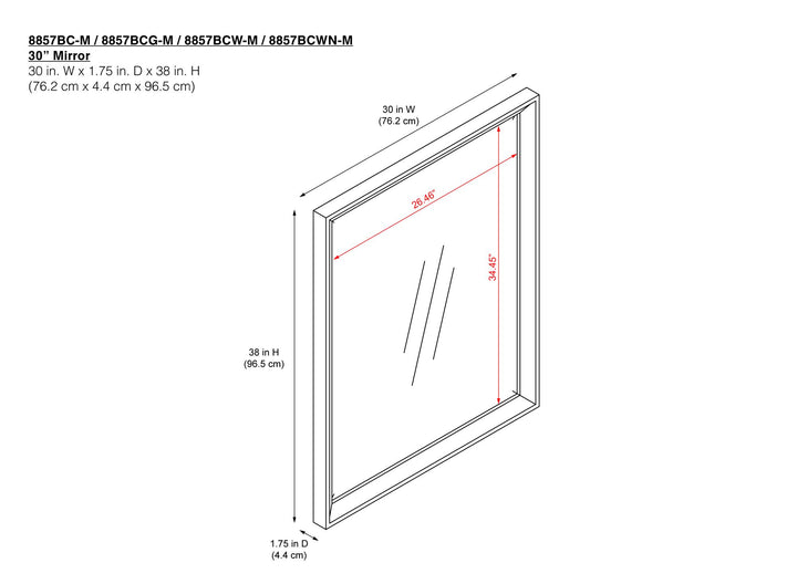 Tribecca 30 Inch Bathroom Mirror - White - 30"