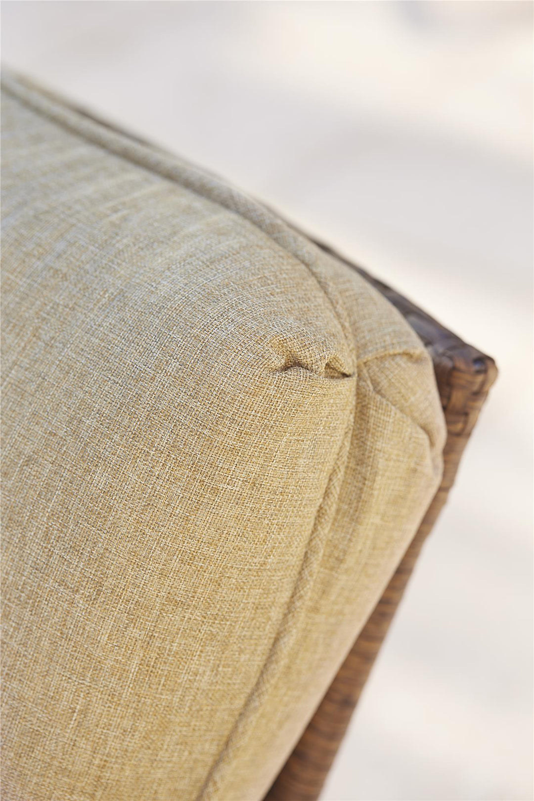 Wicker Lounge Chair with Armrests and Cushions, Set of 2 - Tan
