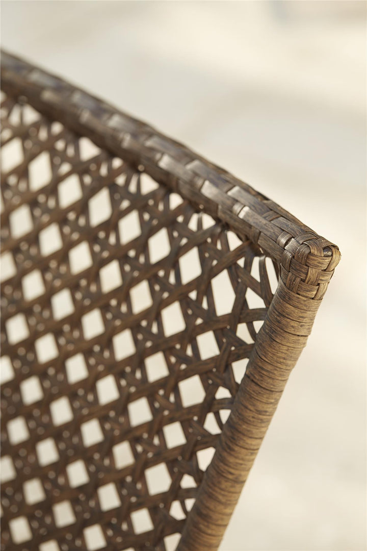 Wicker Lounge Chair with Armrests and Cushions, Set of 2 - Tan