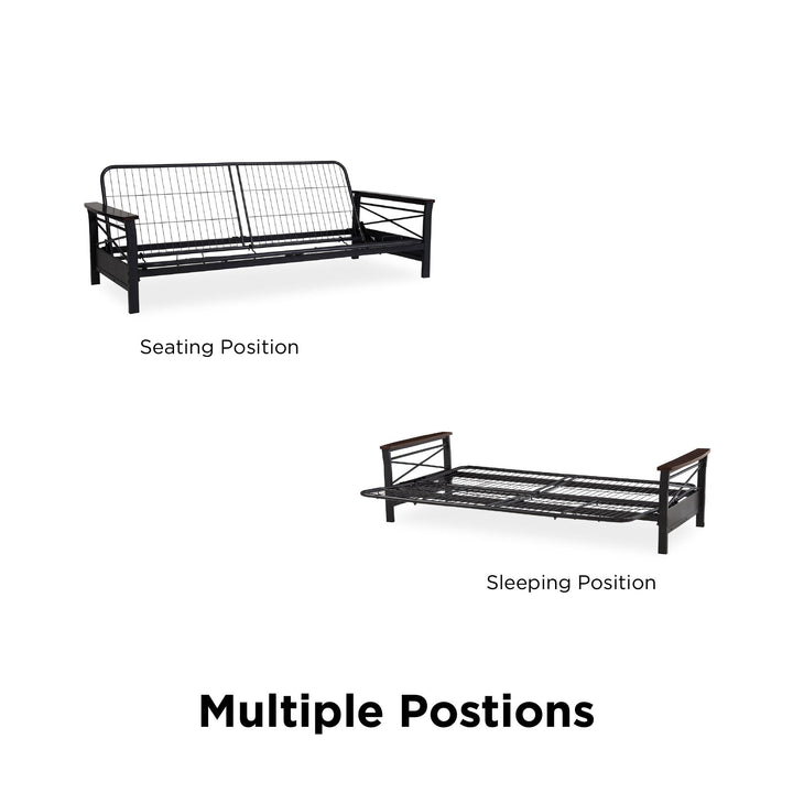 futon sofa with armrest - Black - Full