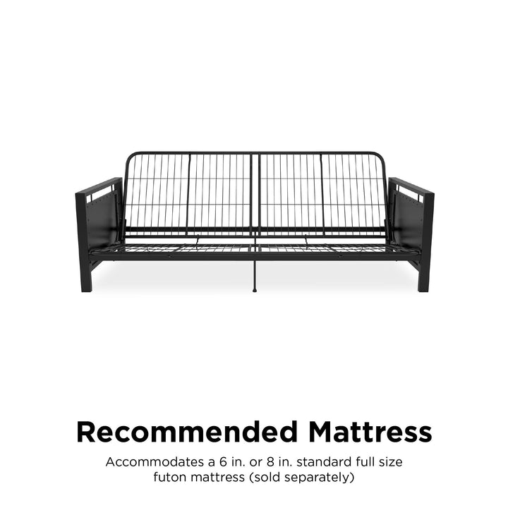 Durable metal arm futon Henley -  Black
