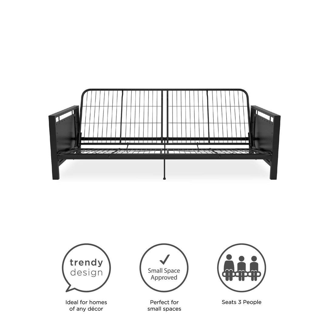 Buy stylish Henley metal futon -  Black