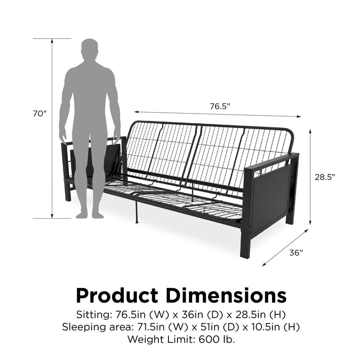 Comfortable metal arm futon online -  Black
