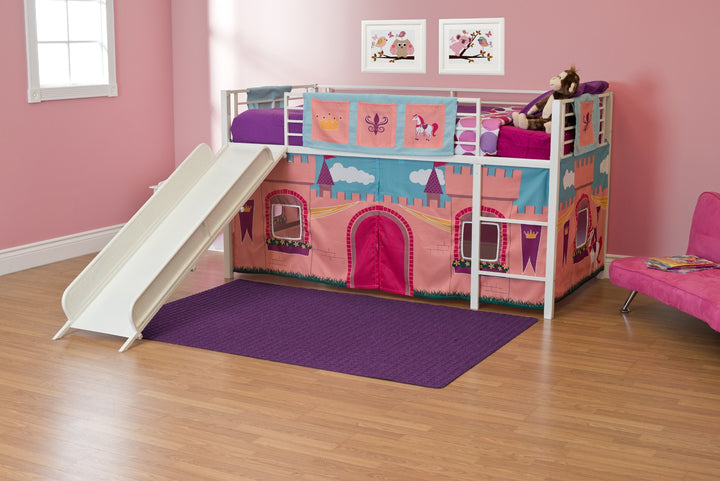 Princess castle themed curtains for loft beds -  Pink