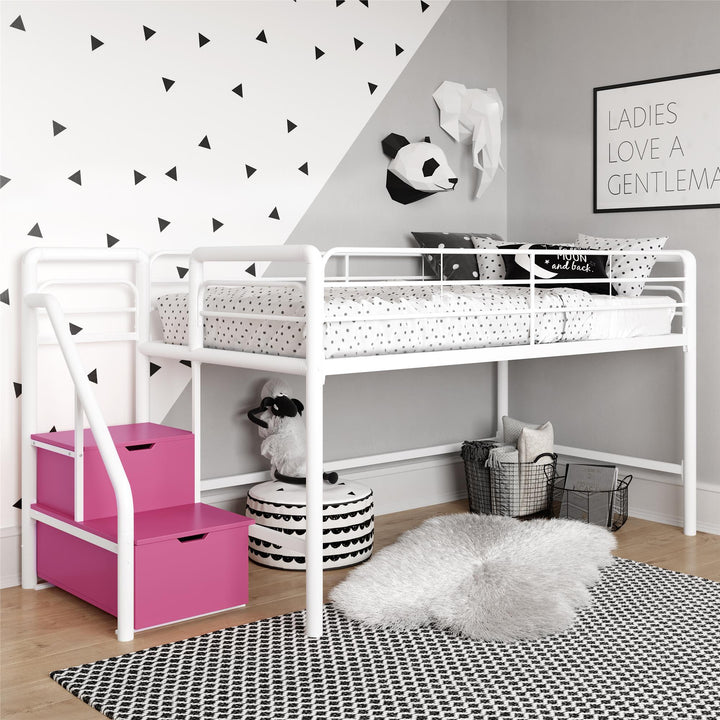 Stylish Twin Loft Bed with Storage and Low-Height Design -  White  -  Twin