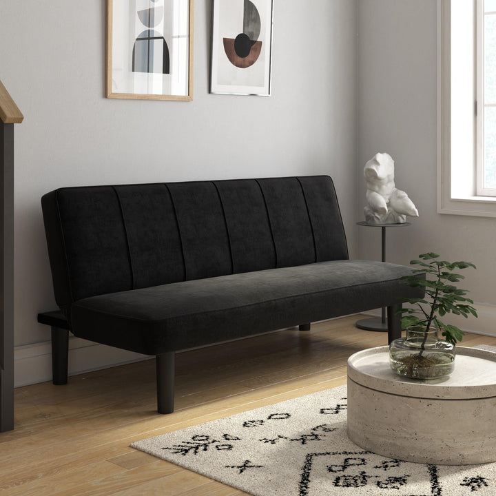 Java Microfiber Upholstered Futon with Multiple Reclining Positions - Black