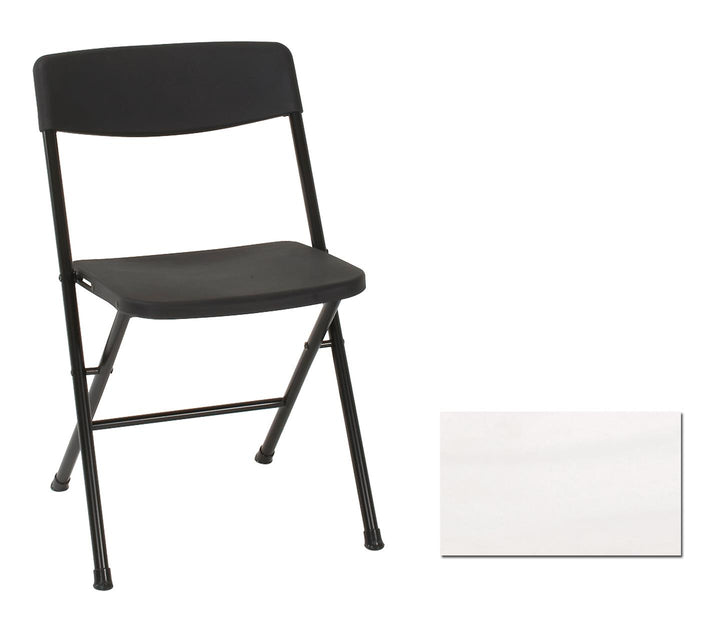 Resin Folding Chair with Steel Frame and Molded Seat and Back, Set of 4 - Black - 4-Pack