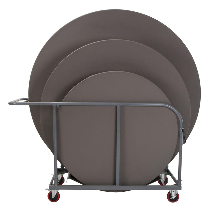 Round Folding Table Cart with Extendable Handle -  Gray