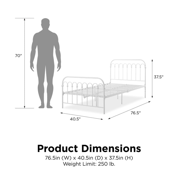 Easy to Set Up Bright Pop Metal Bed -  White 