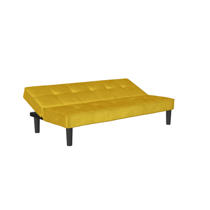 wooden velvet futon couch - Mustard