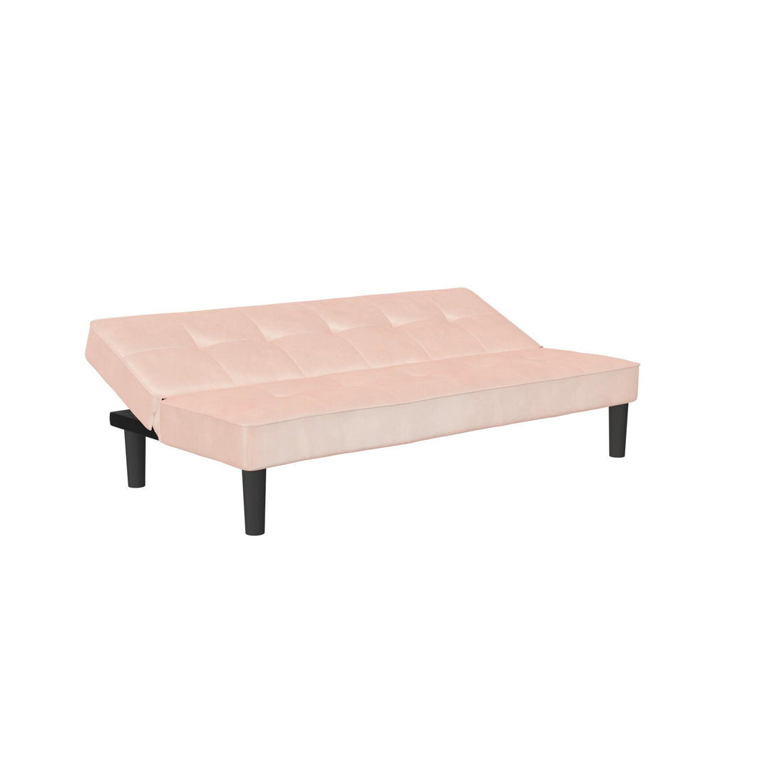 wooden velvet futon couch - Light Pink
