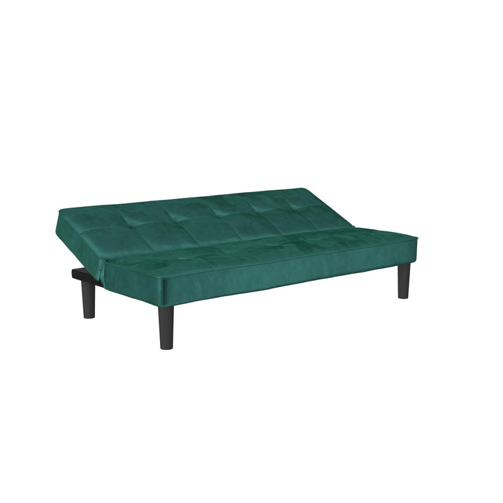 Tyler Velvet Tufted Upholstered Futon with Wooden Frame - Green