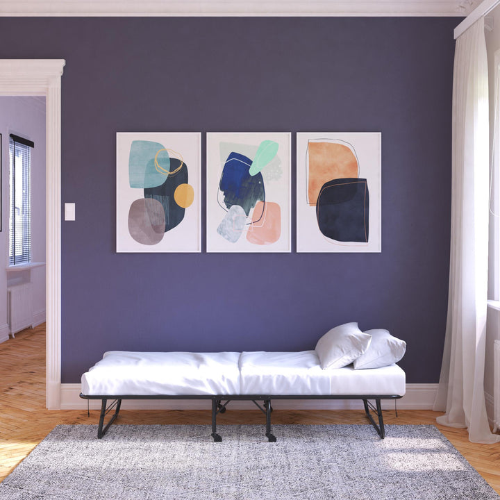 Levy Folding Guest Bed Cot with Metal Frame and 4 Inch Mattress - Black - Twin