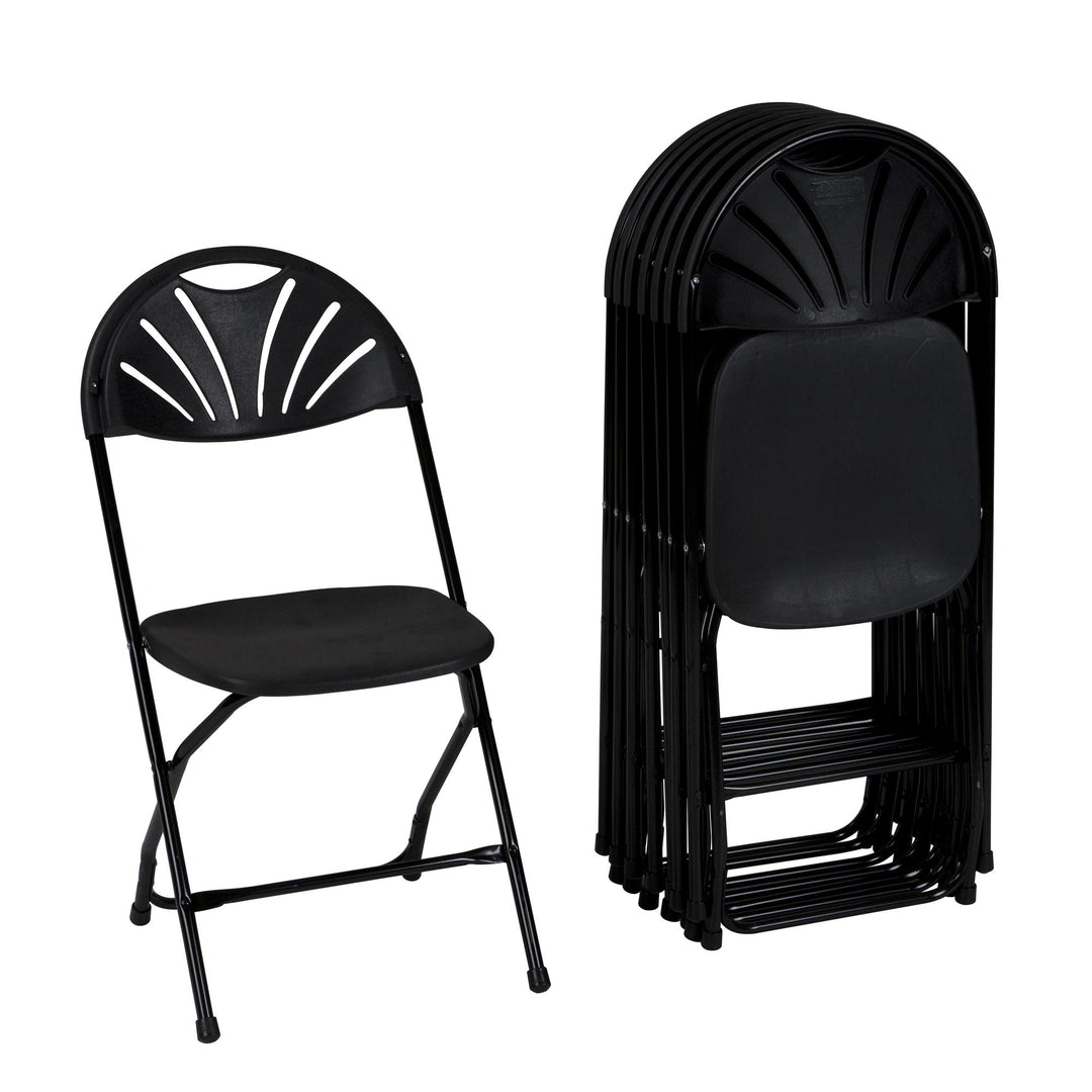 ZOWN 8-Pack Fan Back Plastic Indoor/Outdoor Chair -  Black 