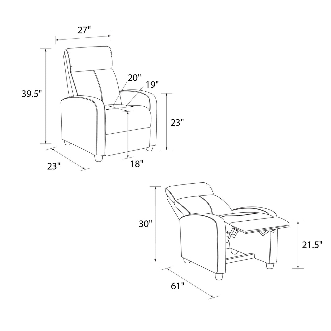 Moby Pushback Recliner Chair with Multiple Reclining Positions - Gray