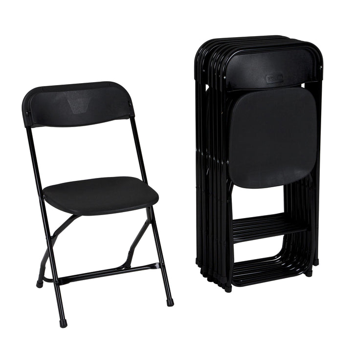 ZOWN Premium Commercial Plastic Stacking, Indoor/Outdoor Folding Chair, 8-Pack -  Black 