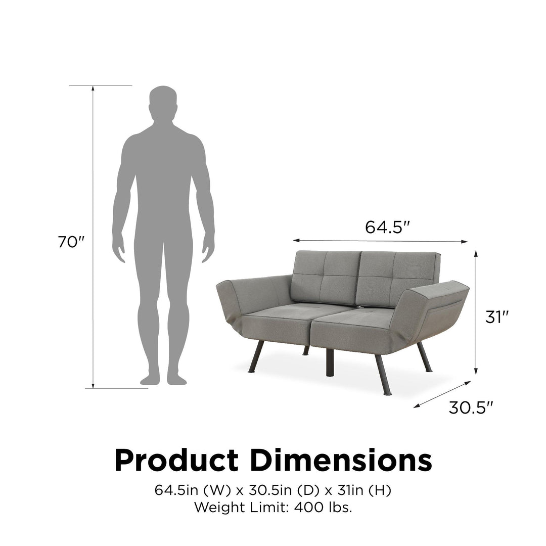 Tufted loveseat futon - Light Gray